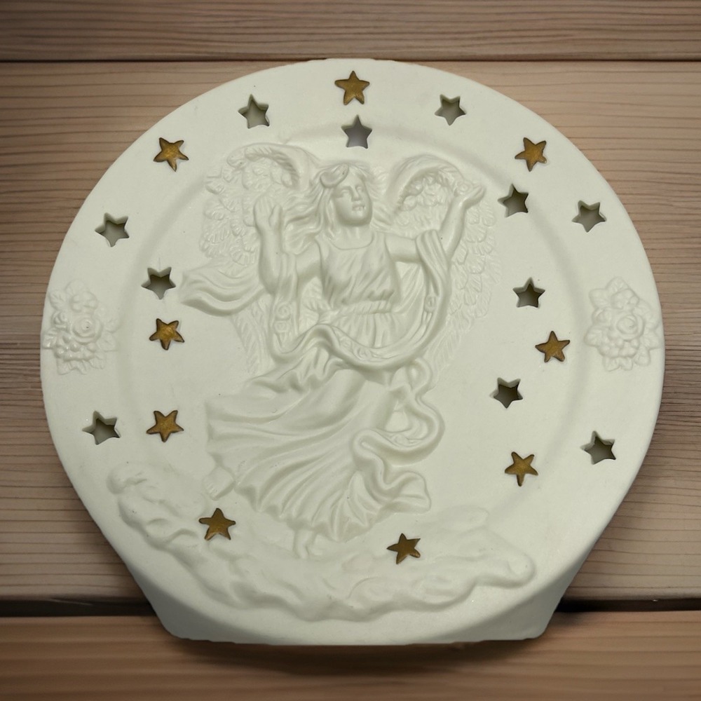 Vintage Guardian Angel & Stars Unique Candle Holder, Nightlight ~Great Gift Idea